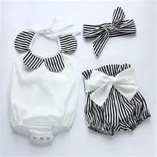 Newborn Baby Girl Bodysuit Tops+Striped Shorts Bottoms Outfits Set Sunsuit UK