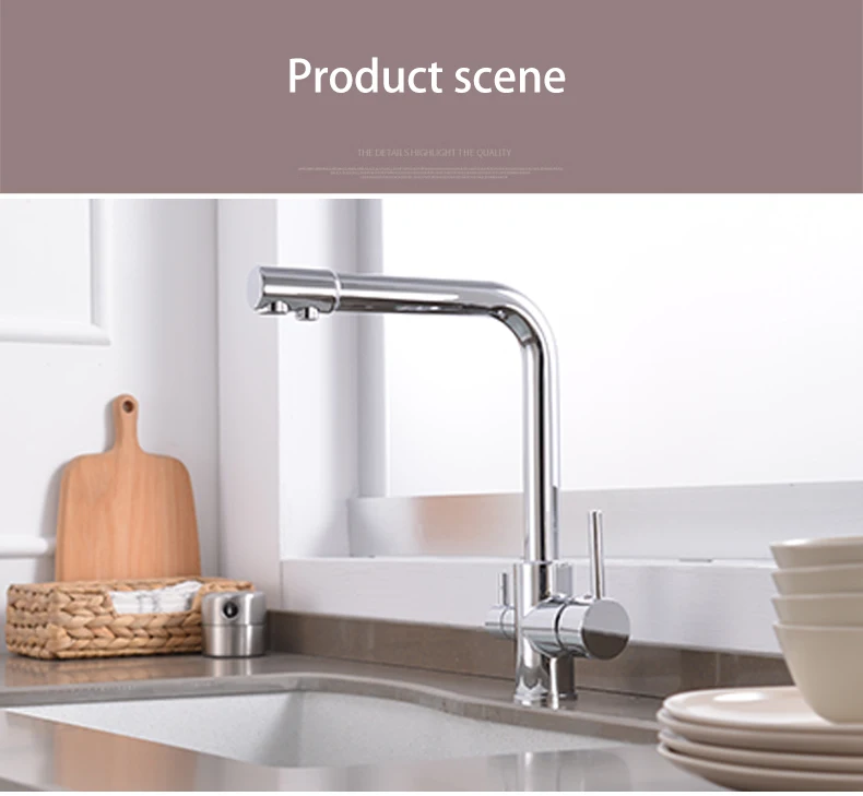 Kitchen Filtered Faucet Water with Dot Brass Purifier Faucet Dual Sprayer Drinking Water Tap Vessel Sink Mixer Tap Torneira