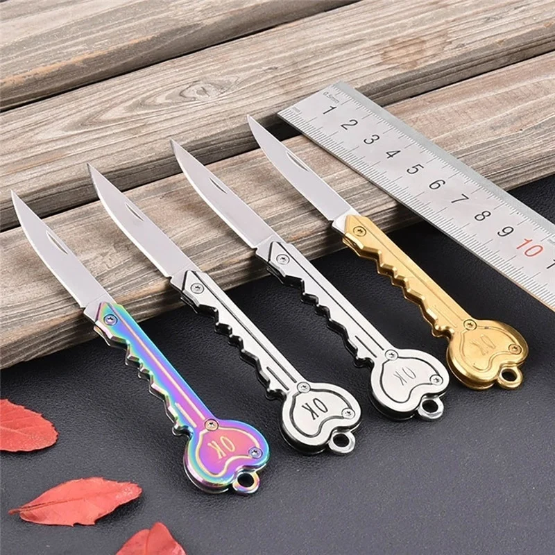 Mini llavero cuchillo táctico campamento al aire libre llavero anillo doble abierto abridor de bolsillo de Seguridad de Defensa Multi herramienta arma caja