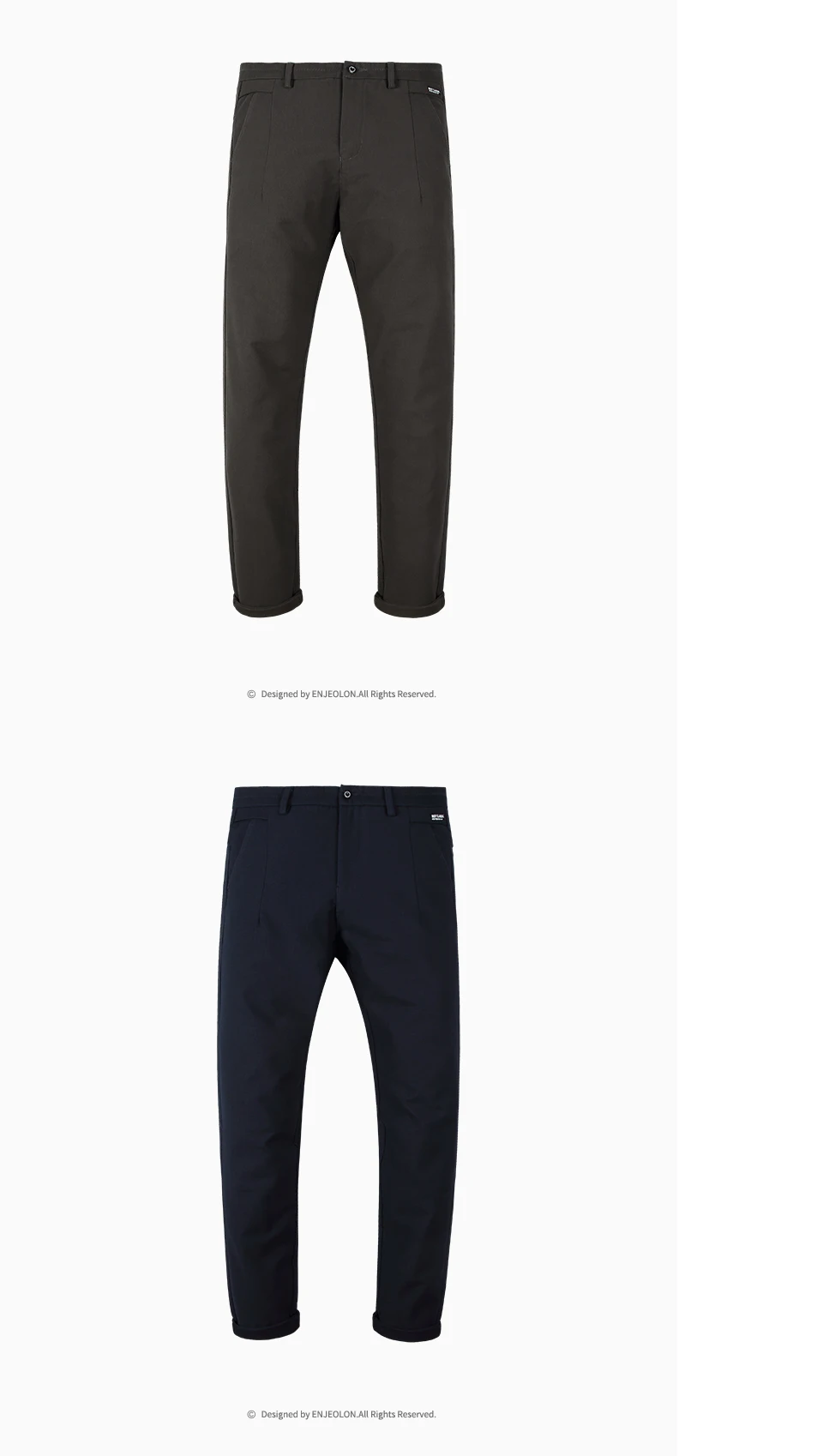 Enjeolon, брендовые длинные брюки, мужские хлопковые прямые повседневные брюки, 6 цветов, одноцветные повседневные брюки, мужские размера плюс, KZ6151