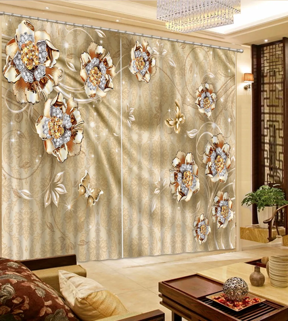 Custom Curtains Living Room Curtains Flower Painting 3d Curtain For