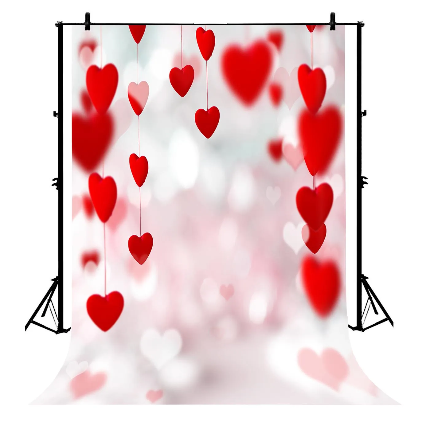 

5x7ft Valentine Day Sweet Hearts Bokeh Halos Glitter Sequins Polyester Photo Background Portrait Backdrop
