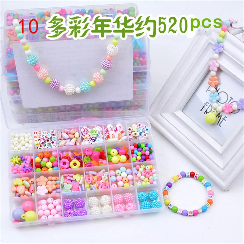 Children creative DIY beads toy with whole accessory set/ Kids girls handmade art craft educational toys for gifts and presents