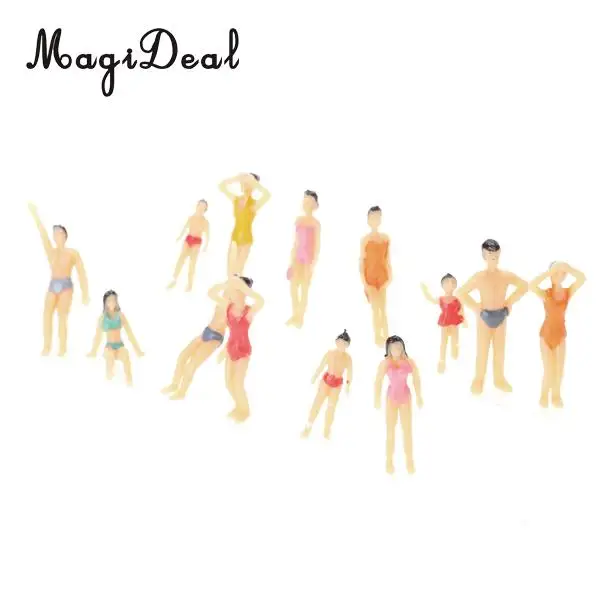 20Pcs/Pack Mix 1:50 O Scale Painted Model Summer Beach Swimming Pool Scene People Figure Dollhouse Art Craft Toys