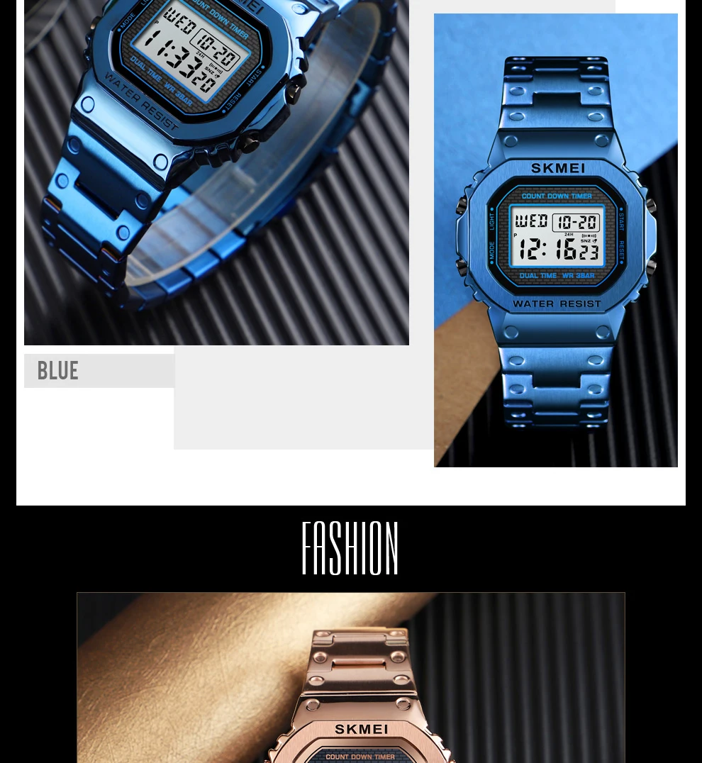 SKMEI 1456 Sport Watch Men Digital Watches 3Bar Waterpoof Alarm Clock