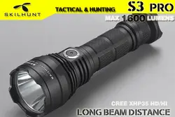 Новинка 2017 года SKILHUNT S3 PRO CREE XHP35 HD/HI светодиодный USB Перезаряжаемые тактический 1600 люмен/1400 складной фонарик