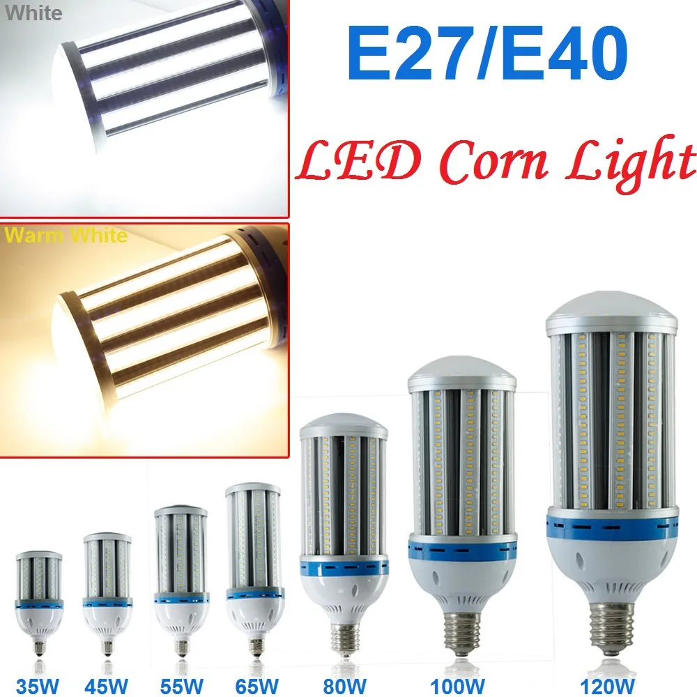 E27/E40 AC85 265V 5730SMD светодиоды 27 Вт/35 Вт/45 Вт/55 Вт/80 Вт/100 Вт/120 Вт Светодиодная кукурузная лампа белого/теплого