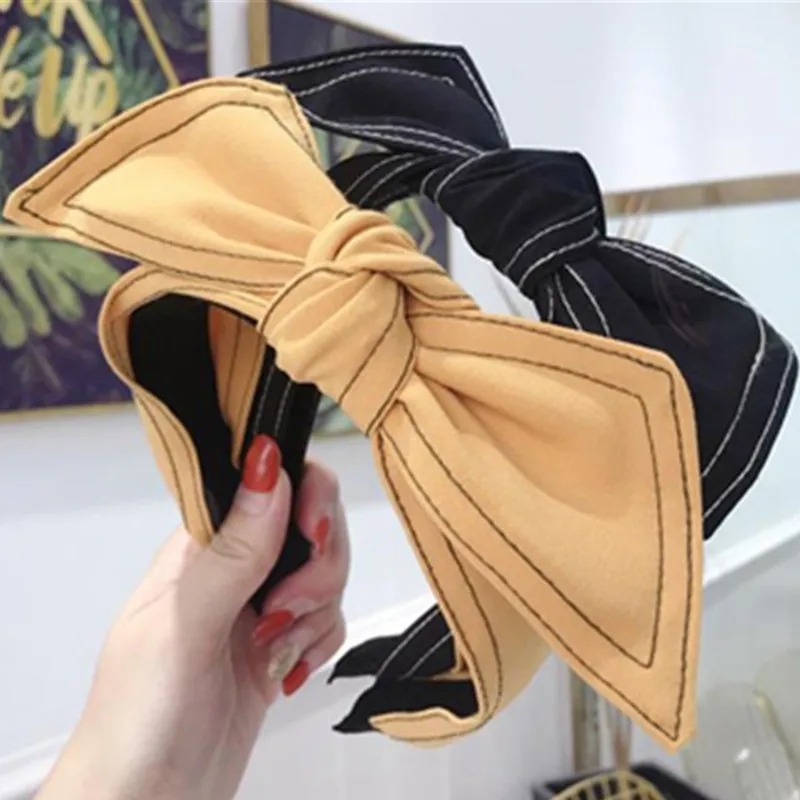 

Big Bow Denim Headband Women Hair Accessoris Korean Bow Hairband Adults Making Up Head Band Girls Boutique Bow Hair Hoop Korean