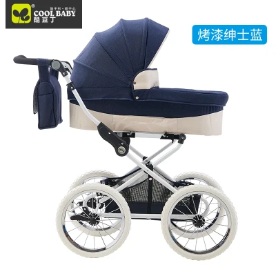 Coolbaby high-View детская коляска Европейская королевская многофункциональная двухходовая коляска настоящая - Цвет: Черный