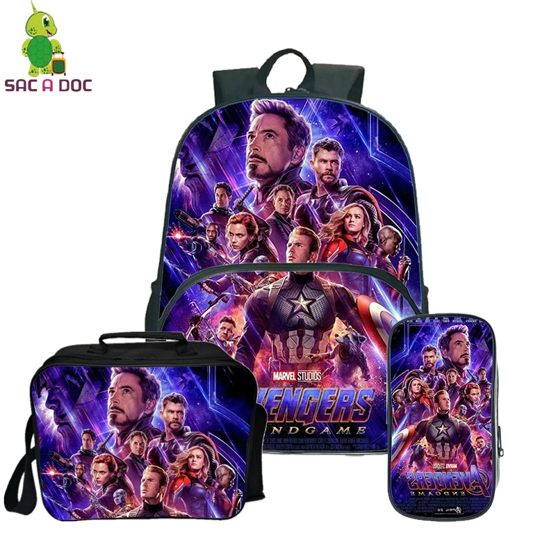 Серый Мстители Mochila Escolar детская школьная сумка рюкзак для мальчиков Модный повседневный дорожный рюкзак Mochila Infantil Menina с мини-сумкой - Цвет: Серый