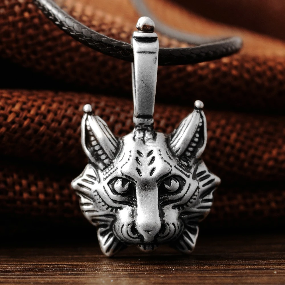 1pcs New Vintage Lynx Bobcat Pendant Lynx Head Pendant Necklace Cat
