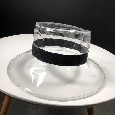 Твердый прозрачный Для женщин Панамы шапки Девушки Gorras Женский ПВХ Пляж Солнцезащитный козырек Водонепроницаемый непромокаемая шляпа Пластик широкими полями шапки - Цвет: Black tie