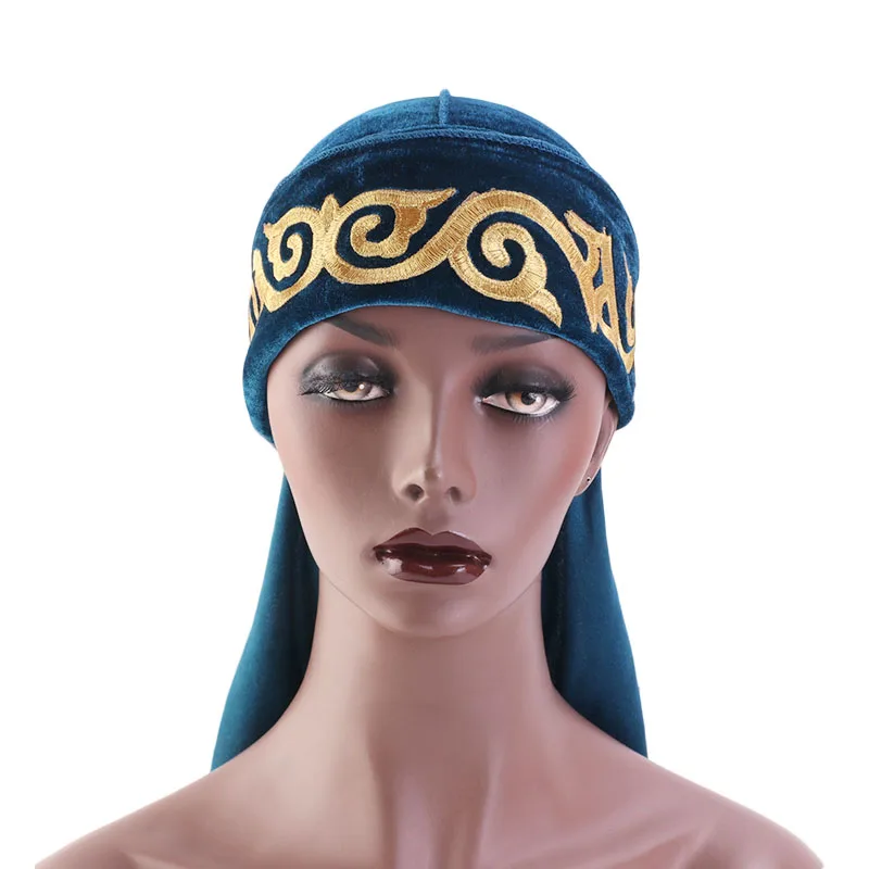 Мужская и Женская Печать Бандана тюрбан шляпы парики бархат Durags doo головной убор