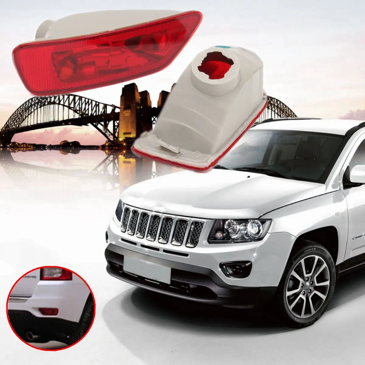 

Pair Car Rear Bumper Reflector Tail Fog Light Cover Reflectors For Jeep/Compass/Grand/Cherokee 2011 2012 2013 2014 2015 2016