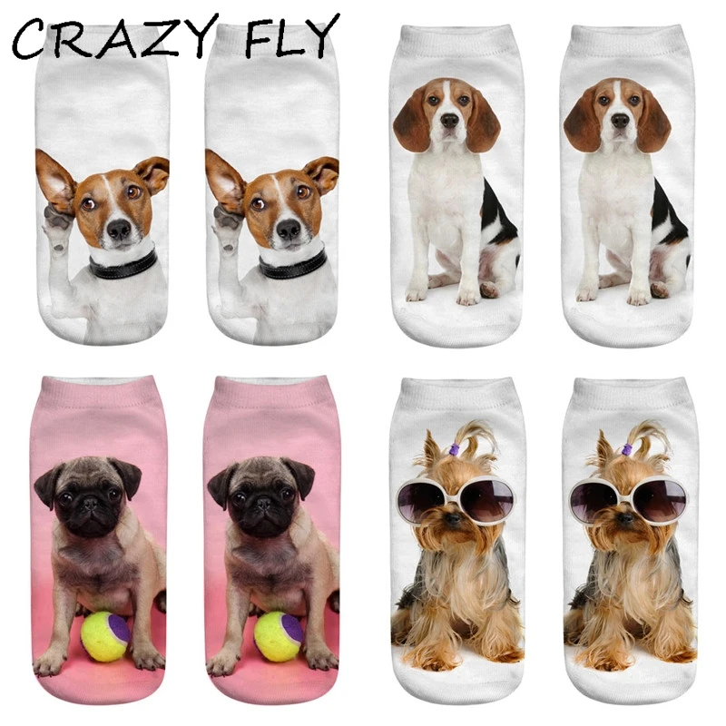 Магазин Crazy Fly брелок для ключей в стиле ретро собака 3D печатные носки женские Kawaii