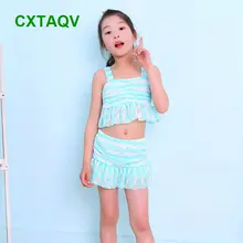 Стиль, корейский вариант, полосатые милые купальники из двух предметов для маленьких девочек, лидер продаж, весенние милые розовые купальники