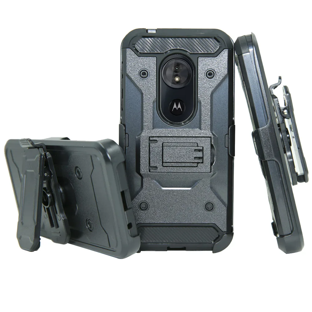 

Heavy Duty Hybrid Armor Case Anti Shock Kickstand Belt Clip Holster Cover For Motorola Moto G6 Play XT1922 / G6 Forge / Moto E5