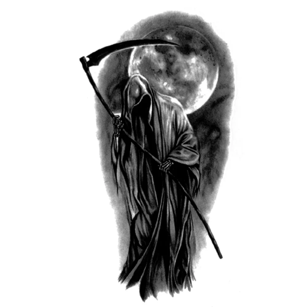 Водостойкая Временная тату наклейка Death Midnight макияж душа жнец искусственная флэш