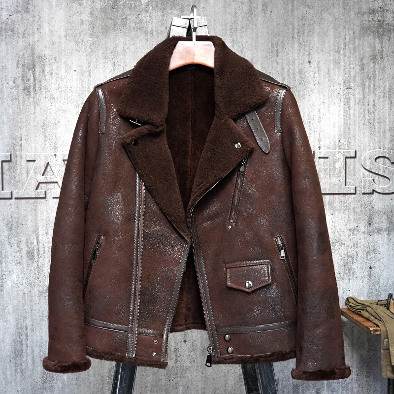 Для Мужчин's Shearling пальто Для Мужчин's Меховая куртка-бомбер B3 летная куртка