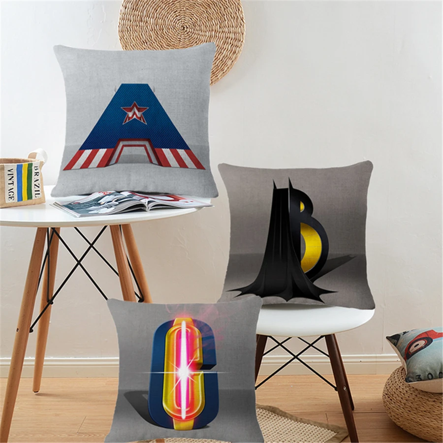 

Square Colorful Home Textile Decorative Cushion Cover For Chair Sofa Marvel Avengers Hero Cotton Linen Pillow Cover 45x45cm b200