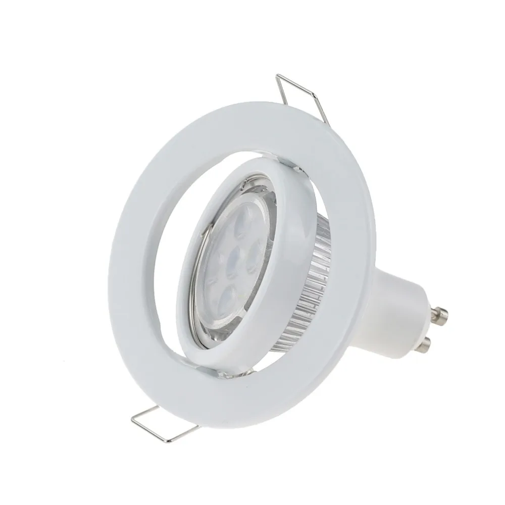 10 шт./лот круглый белый светодиодный встраиваемый потолочный светильник Регулируемая рамка для GU10 MR16 монтажные точечные потолочные светильники