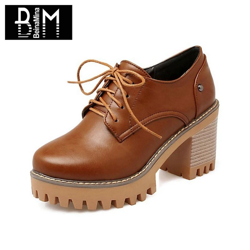 BEINAMINA 4 Colors Size 32 43 Simple Women High Heel Shoes Women Cross 