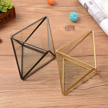 

Geometric Glass Box Jewelry Box Decoration Cosmetic Storage Box Lace Copper Desktop Gold And Black Jewelry Box Wedding Gift