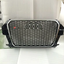 For audi Q3 RSQ3 Style Chrome Frame and emblem Black Front Bumper mesh Grill Grille 2013~2015
