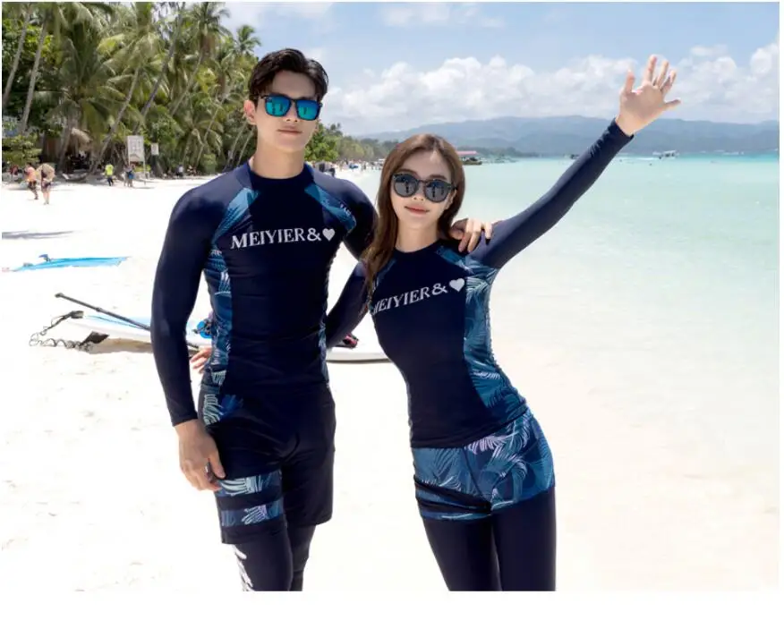 Модный корейский костюм для влюбленных, гидрокостюм для мужчин и женщин, костюм из трех предметов, Быстросохнущий серфинг, Ныряние, купальный костюм большого размера