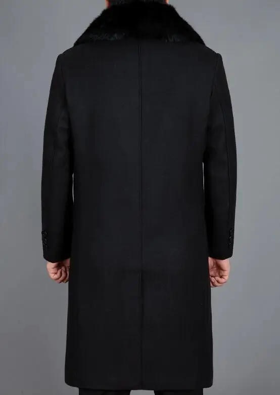 M-4XL Горячая Весна Мужская Новая мода среднего возраста шерстяное пальто длинное толстое шерстяное пальто большие размеры