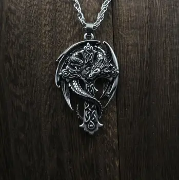 

1pcs Fashion celt dragon pendant men cross necklace, dragon necklace, wing necklace, guardian cross, religious cross jewelry