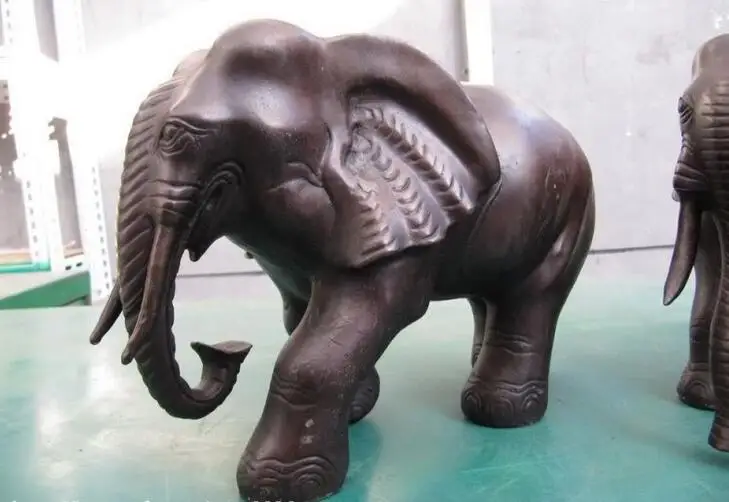 7 китайских медных бронзовых резных двух супружных слонов|statue|statue elephantstatue bronze |