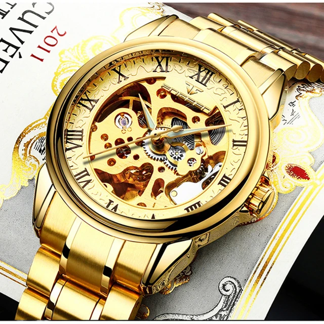 FNGEEN Men Luxury Skeleton Automatic Winding Mechanical