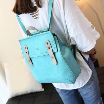 

50pcs/lot Korean Women Gril Backpack Leisure Teenager Student Schoolbag PU Leather Women Bag