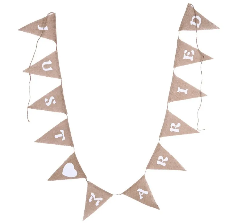 4 м модные настенные бумажные гирлянды со звездами на день рождения, свадьбу, баннер, растяжка, декор для невесты, для свадебной вечеринки, Вымпел, флажки из мешковины - Цвет: just merried