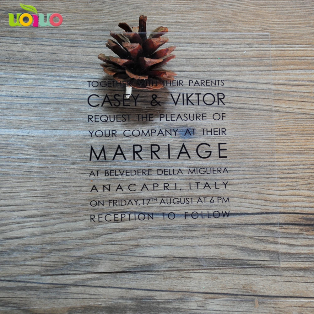  Beautiful clear wedding acrylic card personalize size laser cut invitation card with white words pr - 32914465691