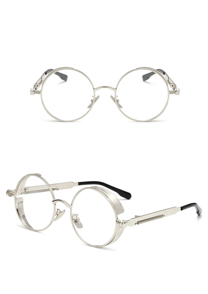 men vintage round steampunk sunglasses clear lens 1889 details (7)