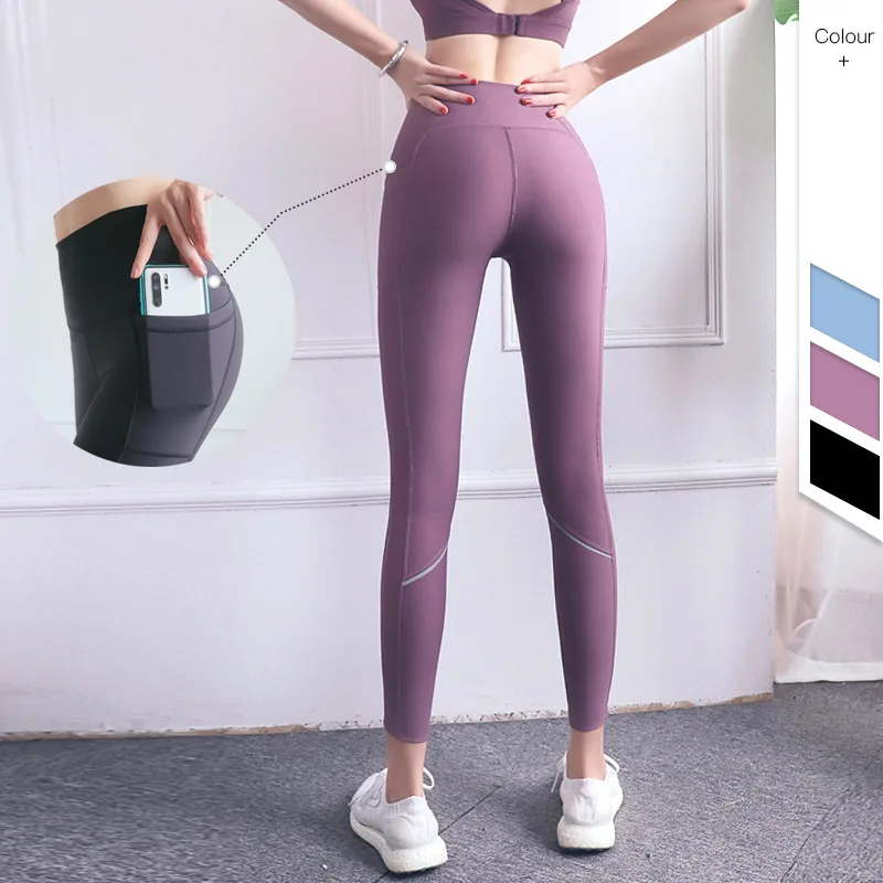 

2019 New Running Yoga Pants With Pocket Leggings Sport Clothing Wear For Women Fitness Body Building Gym Seamless Jogging Femme