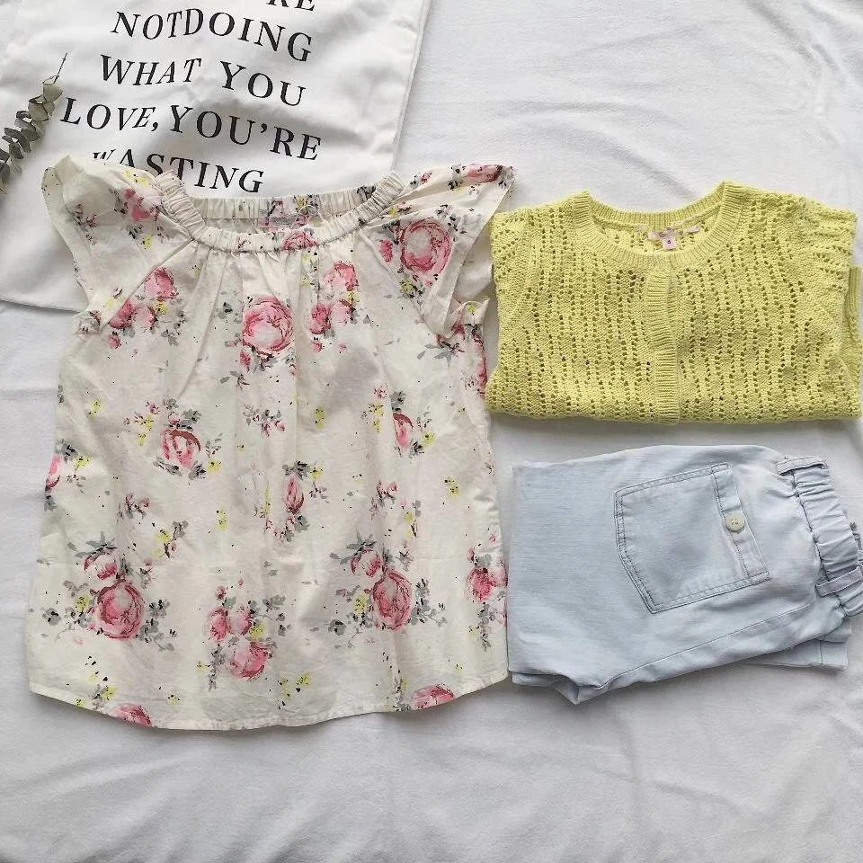 

In Stock Floral Pattern Summer Baby Girls Tops Girls t Shirt Boutique Baby Girls Clothes Tiny Cotton Sweet Kids Clothing