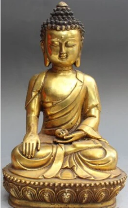 

JP S0145 12" Tibet Tibetan Buddhism Bronze Gilt Shakyamuni Amitabha Buddha Bowl Statue (B0328)