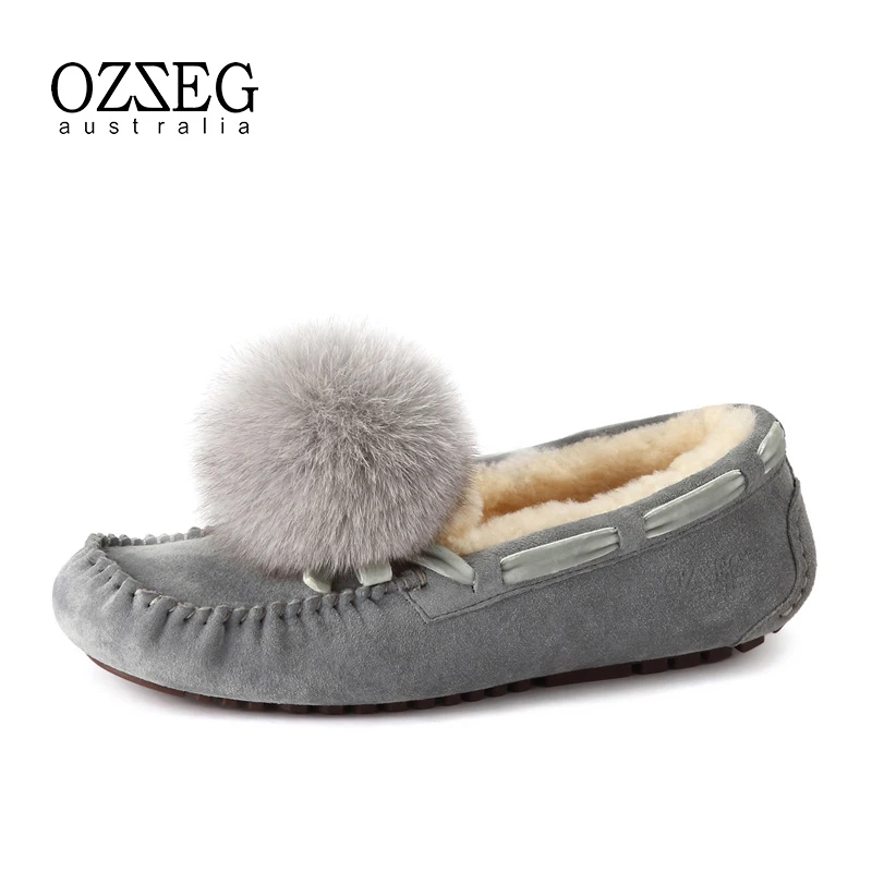 

2017 Women Flats Genuine Leather Winter Shoes for Women 100% Real Fur Comfortable Slip on Loafers Warm Shoes Soft Slip on Shoes