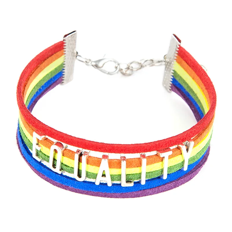 Многослойные радужные кожаные браслеты ЛГБТ для женщин и мужчин, регулируемые браслеты для геев, для девушек, с надписью «Pride», «equality», браслеты в подарок