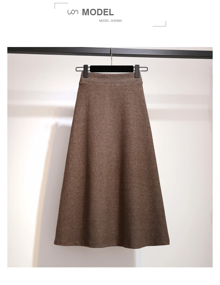 Beiyingni Autumn Knitted High Waist Skirt Women Large Size Vintage Office Lady Faldas Casual Simple A-line Skirts Saia Midi Warm