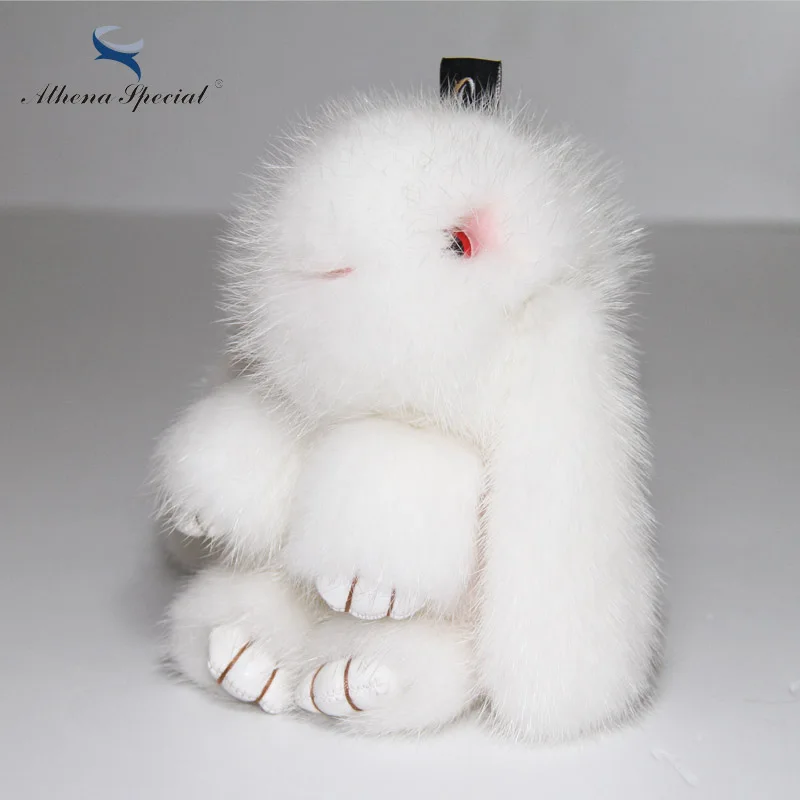 

Fashion Really Mink Fur Small Rabbit Pendant Car Key Chain Bag Ornaments Play Dead Rabbit Type Pet Playmate Mink Fur Accessories