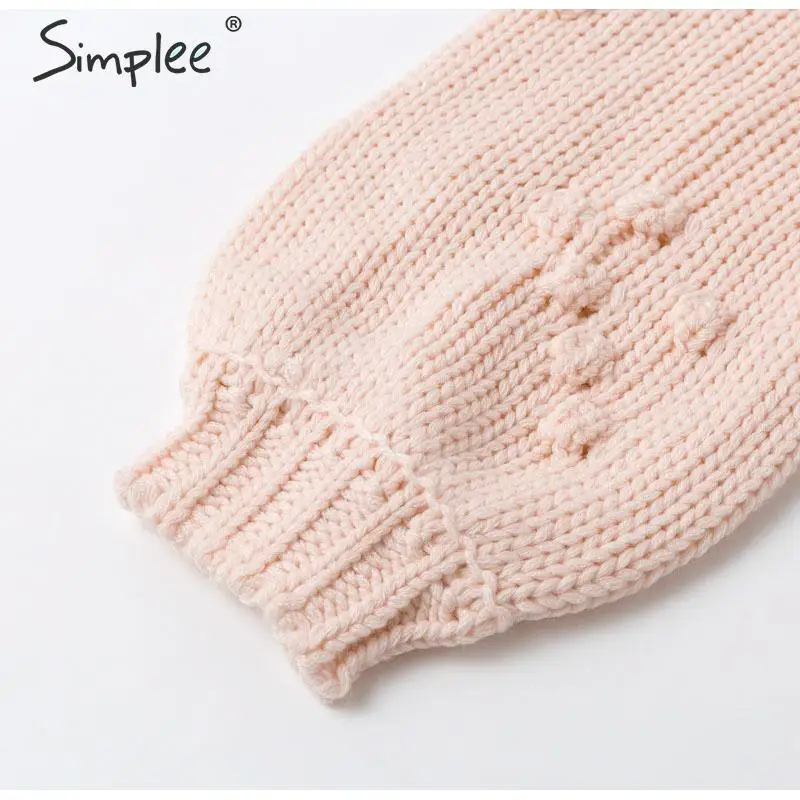 Simplee Pink hairball autumn winter sweaters ladies O neck long sleeve casual pullover New fashion loose knitted jumper