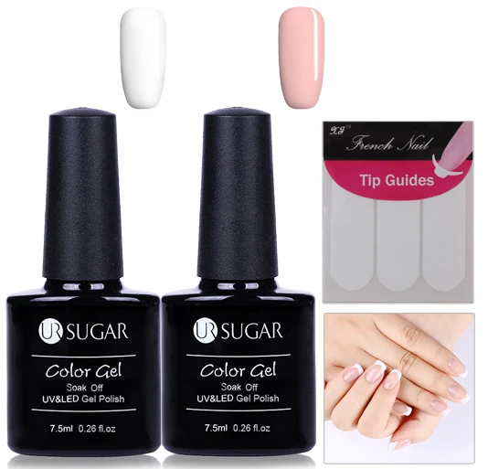 UR SUGAR 3Pcs 7.5ml White and Pink Nail Gel Polish & French Manicure Kit Set Tip Guides Decorations Nail Art UV Gel UR SUGAR 3Pcs 7.5ml White and Pink Nail Gel Polish & French Manicure Kit Set Tip Guides Decorations Nail Art UV Gel