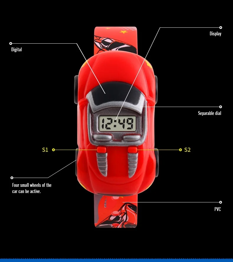 Детские часы известных брендов, креативные цифровые спортивные детские часы для мальчиков и девочек, Мультяшные автомобильные наручные часы, детские наручные часы