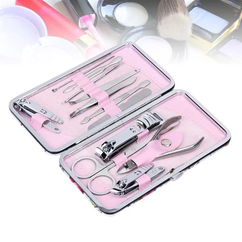 

12 in 1 Art Beauty Tools Sets Pedicure Scissors Manicure Pedicure Kit Nail Scissors Grooming Kit with Case Ear Nail Art Kits