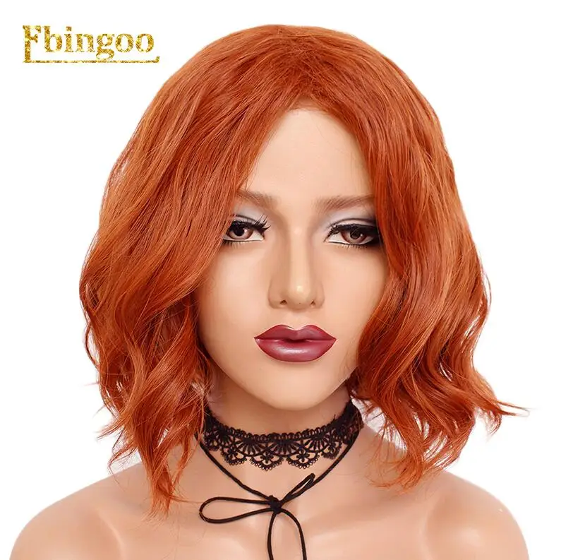 Copper Red Ebingoo в Мстители Черная Вдова Наташа Романова короткие кудрявые Медь Красный синтетический парик для косплея на Хэллоуин костюм вечерние парики - Цвет: Copper Red