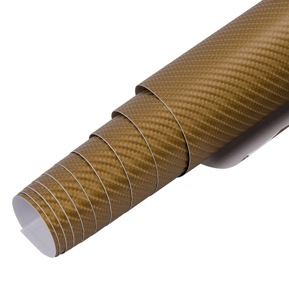 Creative 4D Carbon Fiber Glossy Vinyl Wrap Air Release Grade Sheet Film Wrap Roll Gold 60" x 20